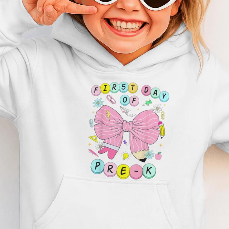 First Day Of Pre-K Girls Coquette Bow Back To School Kids Graphic Toddler Hoodie First Day Of Pre-K Girls Coquette Bow Back To School Kids Graphic Toddler Hoodie