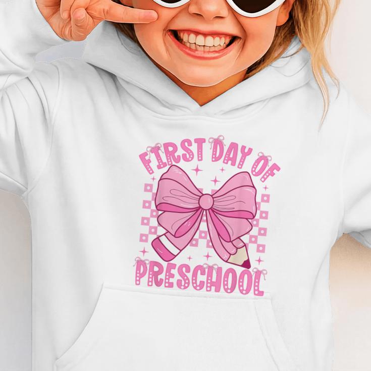 First Day Of Preschool Coquette Bow Back To School Girls Graphic Toddler Hoodie First Day Of Preschool Coquette Bow Back To School Girls Graphic Toddler Hoodie