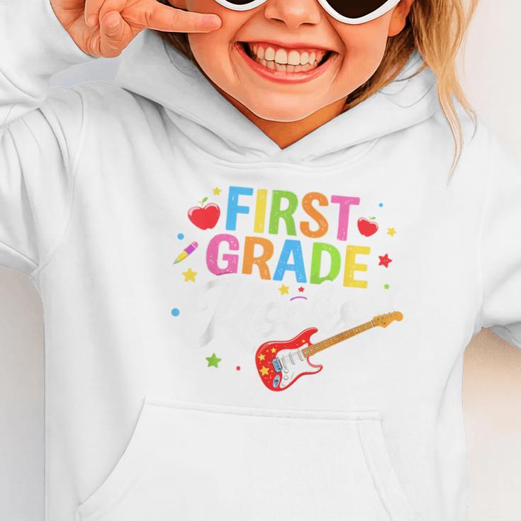 First Grade Rocks Colorful Back To School Guitar Graphic Toddler Hoodie First Grade Rocks Colorful Back To School Guitar Graphic Toddler Hoodie