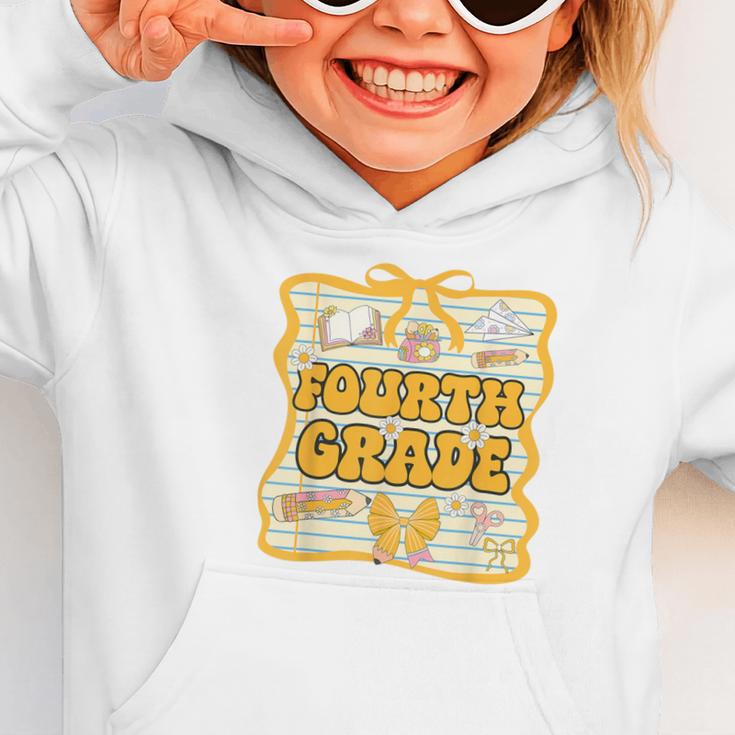 Fourth Grade Back To School Kids Girls Bow 4th Grade Groovy Graphic Toddler Hoodie Fourth Grade Back To School Kids Girls Bow 4th Grade Groovy Graphic Toddler Hoodie