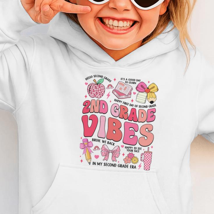 Girls 2nd Grade Vibes Coquette Pink Bow Back To School Graphic Toddler Hoodie Girls 2nd Grade Vibes Coquette Pink Bow Back To School Graphic Toddler Hoodie