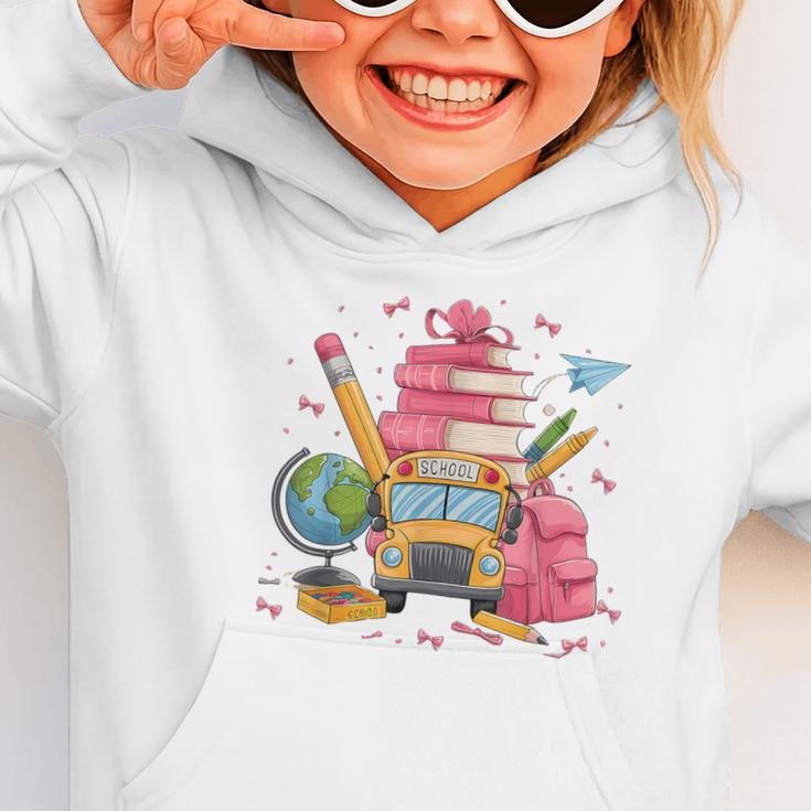 Girls Cute Pink Bows Coquette Aesthetic Back To School Graphic Toddler Hoodie Girls Cute Pink Bows Coquette Aesthetic Back To School Graphic Toddler Hoodie