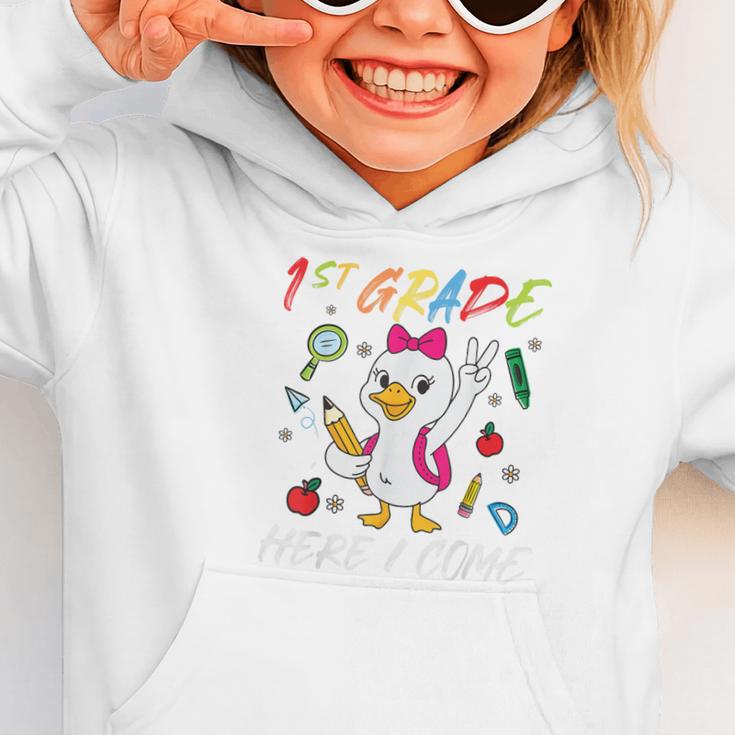 Girls Goose 1st Grade Here I Come Back To School Kids Graphic Toddler Hoodie Girls Goose 1st Grade Here I Come Back To School Kids Graphic Toddler Hoodie