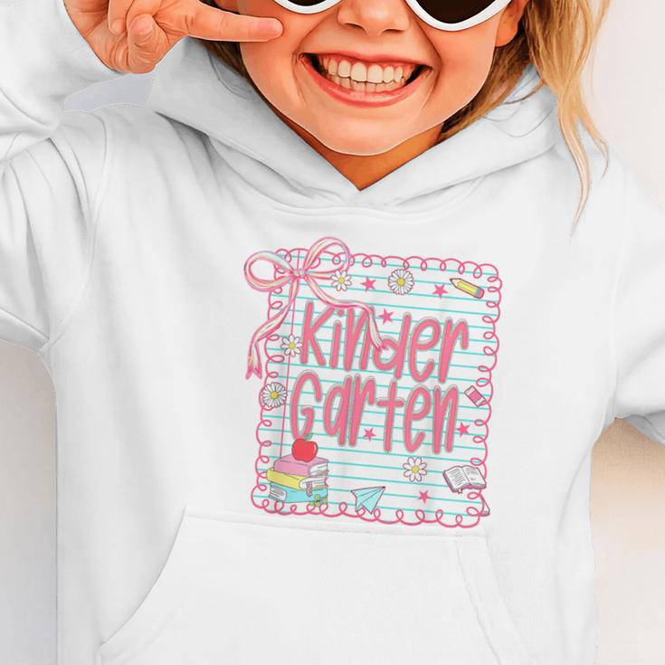 Girls Kindergarten Coquette Bow Pink Preppy Back To School Graphic Toddler Hoodie Girls Kindergarten Coquette Bow Pink Preppy Back To School Graphic Toddler Hoodie