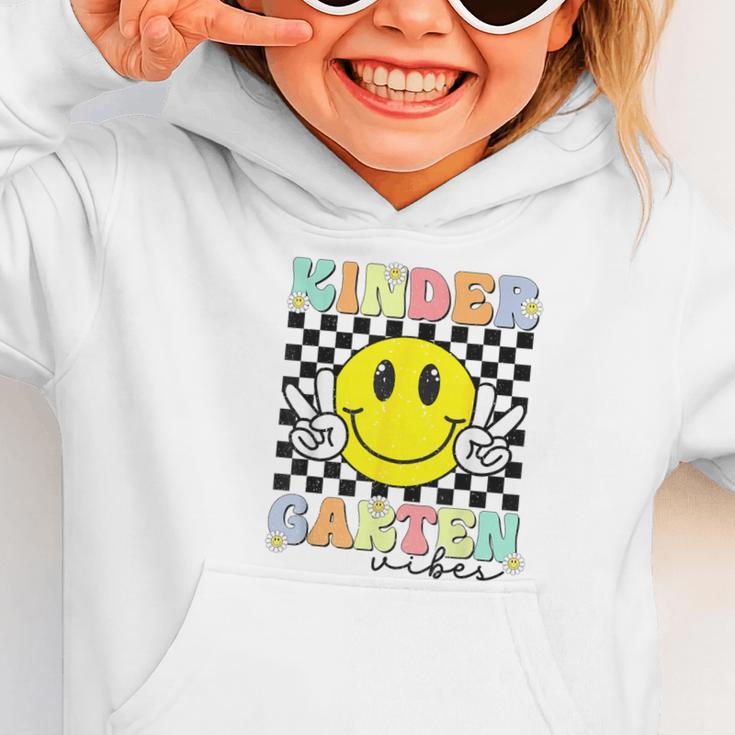 Girls Kindergarten Vibes Smile Face Back To School Kinder Graphic Toddler Hoodie