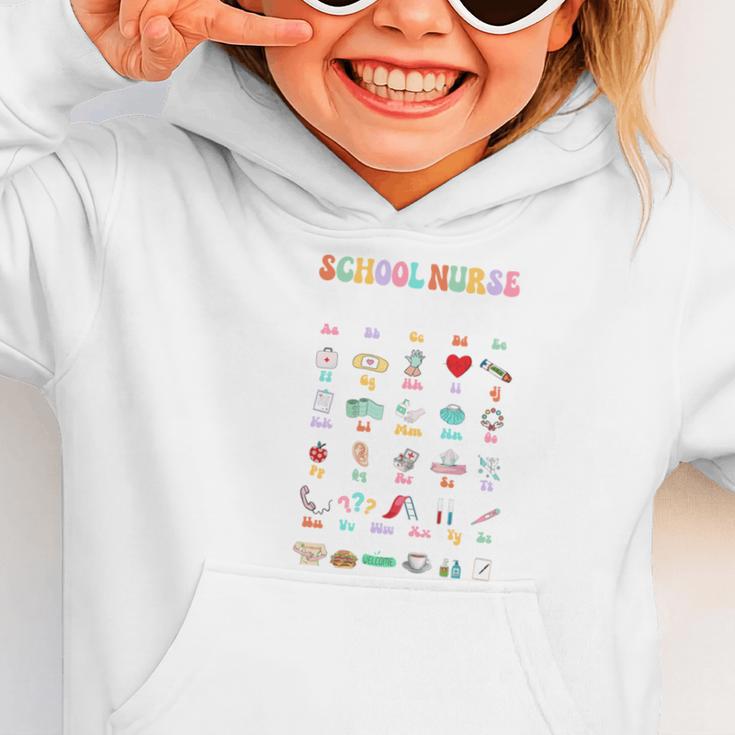 Groovy Cute ABC School Nurse Alphabet Back To School Women Graphic Toddler Hoodie Groovy Cute ABC School Nurse Alphabet Back To School Women Graphic Toddler Hoodie