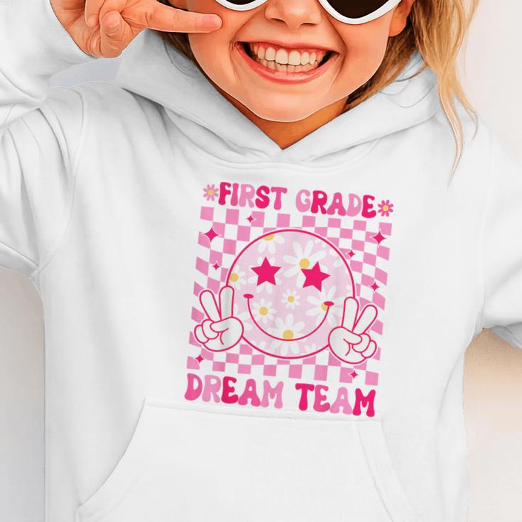 Groovy First Grade Dream Team Back To School 1st Grade Squad Graphic Toddler Hoodie Groovy First Grade Dream Team Back To School 1st Grade Squad Graphic Toddler Hoodie