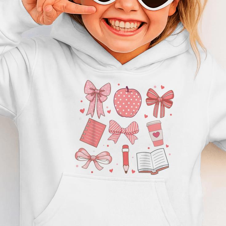 Happy Back To School 1st Day Toddler Girl Boho Coquette Bows Graphic Toddler Hoodie Happy Back To School 1st Day Toddler Girl Boho Coquette Bows Graphic Toddler Hoodie