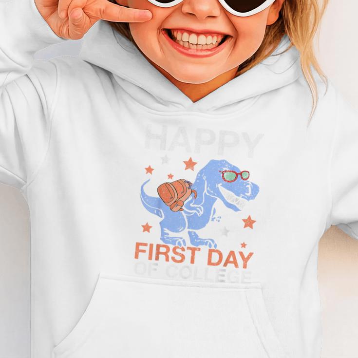 Happy First Day Of CollegeRex Dinosaur Back To School Graphic Toddler Hoodie Happy First Day Of CollegeRex Dinosaur Back To School Graphic Toddler Hoodie
