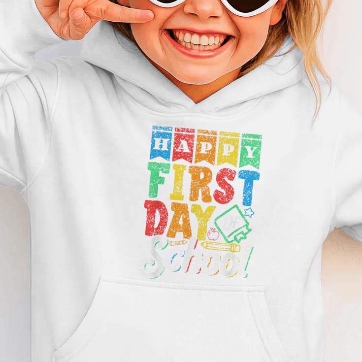 Happy First Day Of School Pupil Kids Grade Back To School 1 Graphic Toddler Hoodie