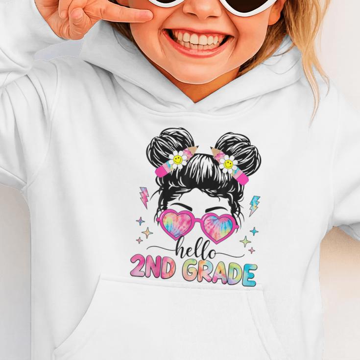 Hello 2nd Grade Messy Bun Back To School First Day Girl Kids Graphic Toddler Hoodie Hello 2nd Grade Messy Bun Back To School First Day Girl Kids Graphic Toddler Hoodie