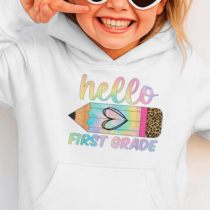 Hello First Grade Back To School Pencil Tie Dye 1st Grade Graphic Toddler Hoodie
