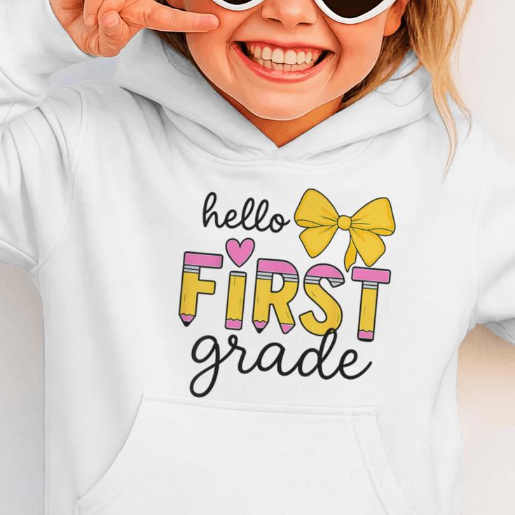 Hello First Grade For Girls Boys Cute Back To School Pencil Graphic Toddler Hoodie Hello First Grade For Girls Boys Cute Back To School Pencil Graphic Toddler Hoodie