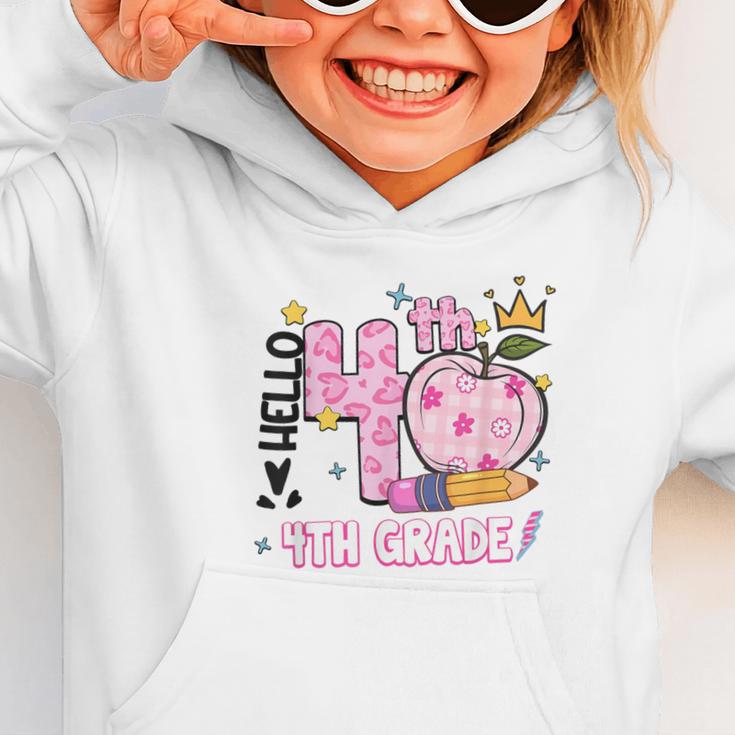 Hello Fourth 4th Grade Leopard Tie Dye Girl Back To School Graphic Toddler Hoodie