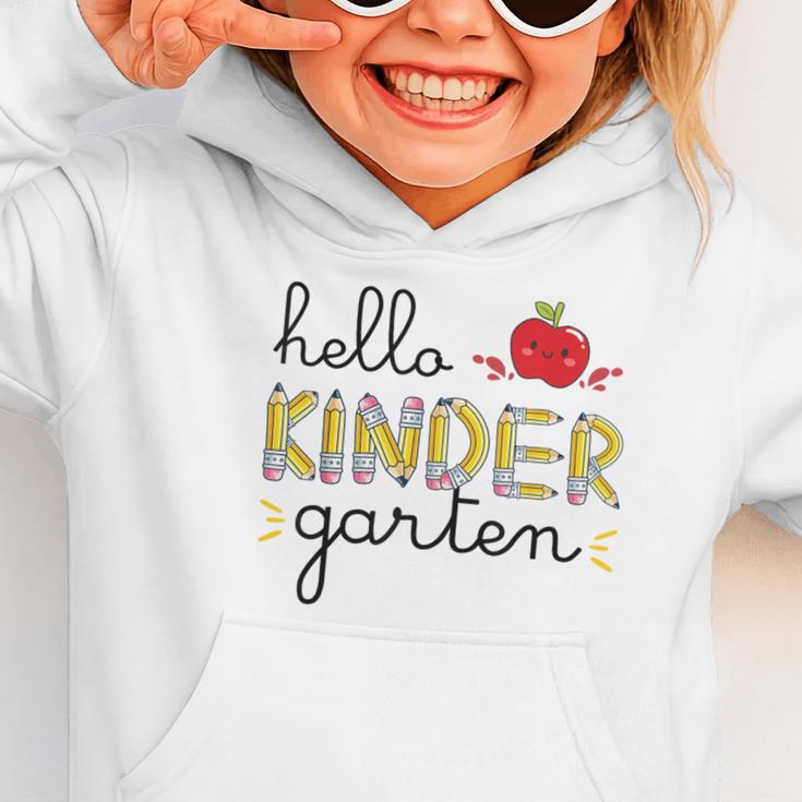 Hello Kindergarten Back To School Cute First Day Kids School Graphic Toddler Hoodie Hello Kindergarten Back To School Cute First Day Kids School Graphic Toddler Hoodie