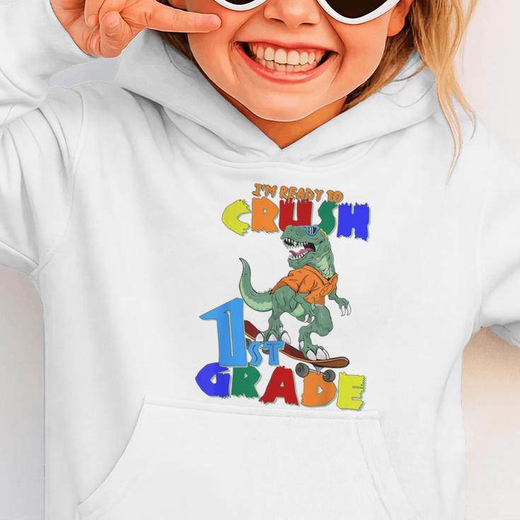 I'm Ready To Crush 1st Grade Dinosaur Back To School T-Rex Graphic Toddler Hoodie