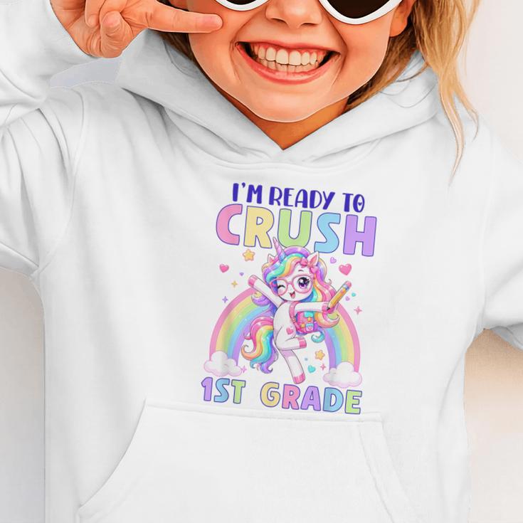 I'm Ready To Crush 1st Grade Unicorn Girls Back To School Graphic Toddler Hoodie I'm Ready To Crush 1st Grade Unicorn Girls Back To School Graphic Toddler Hoodie