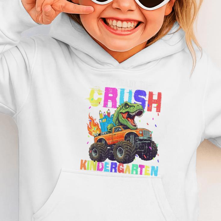 I'm Ready To Crush Kindergarten Dinosaur Dino Back To School Graphic Toddler Hoodie I'm Ready To Crush Kindergarten Dinosaur Dino Back To School Graphic Toddler Hoodie