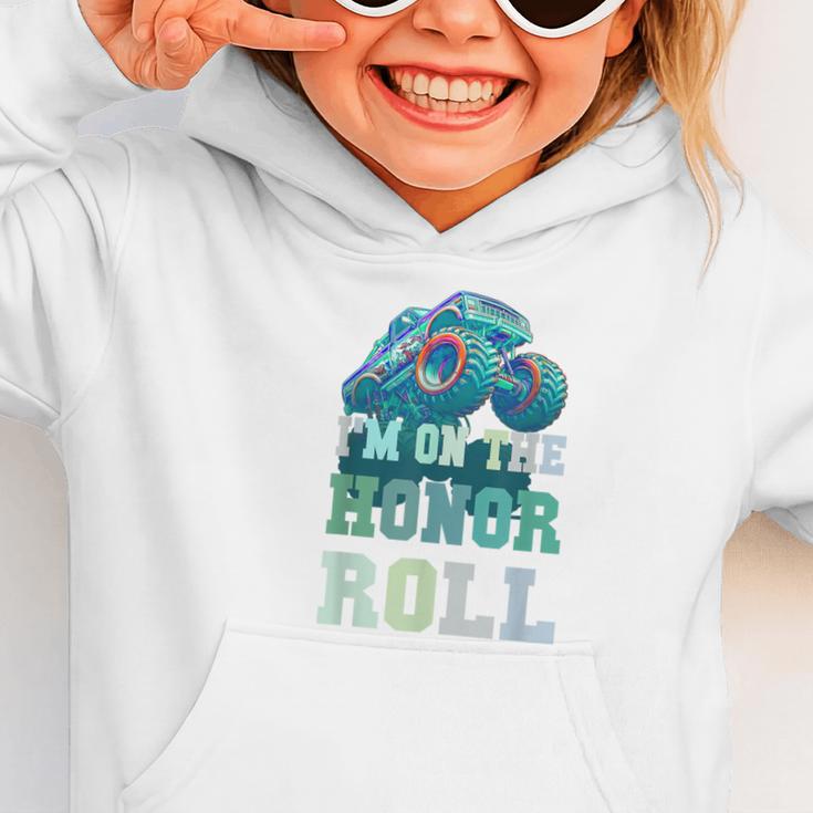 Kids I'M ON HONOR ROLL Monster Trucks Back To School Bruh Graphic Toddler Hoodie