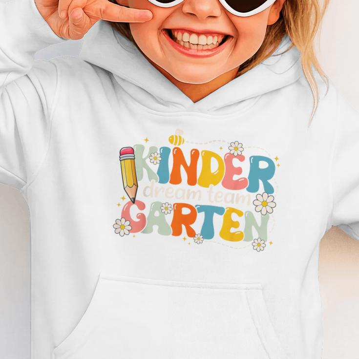 Kindergarten Dream Team Groovy Retro Children Back To School Graphic Toddler Hoodie