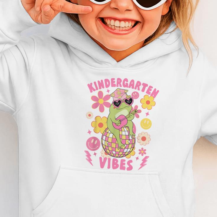 Kindergarten Vibes Groovy Kindergarten Back To School Frog Graphic Toddler Hoodie Kindergarten Vibes Groovy Kindergarten Back To School Frog Graphic Toddler Hoodie