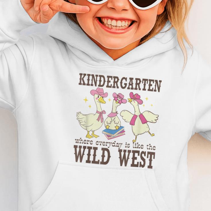Kindergarten Wild West Goose Cowboy Goose Back To School Graphic Toddler Hoodie Kindergarten Wild West Goose Cowboy Goose Back To School Graphic Toddler Hoodie