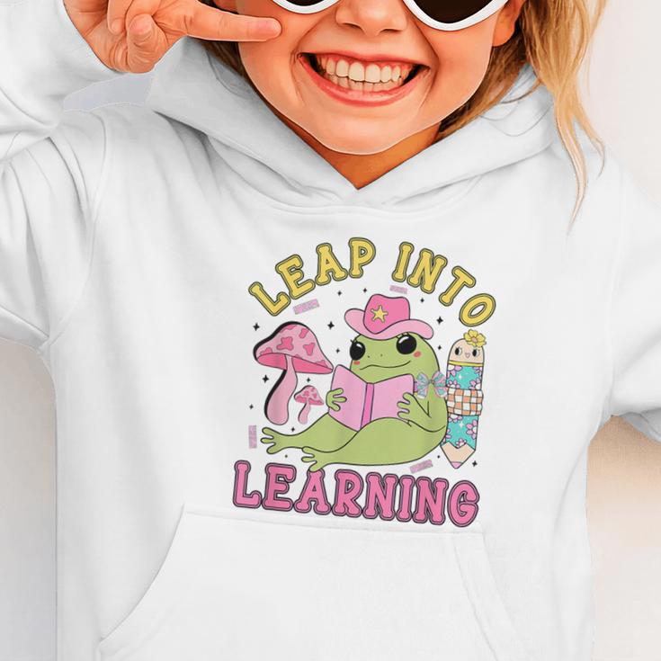 Leap Into Learning Cute Frog Kawaii Back To School Kids Graphic Toddler Hoodie Leap Into Learning Cute Frog Kawaii Back To School Kids Graphic Toddler Hoodie