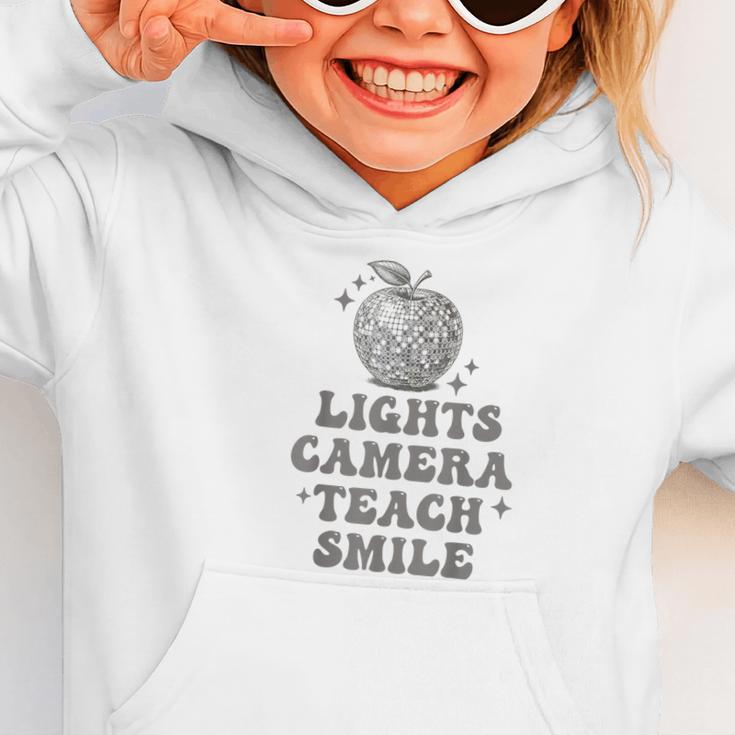 Lights Camera Teach Smile Disco-Ball Back To School Outfit Graphic Toddler Hoodie Lights Camera Teach Smile Disco-Ball Back To School Outfit Graphic Toddler Hoodie
