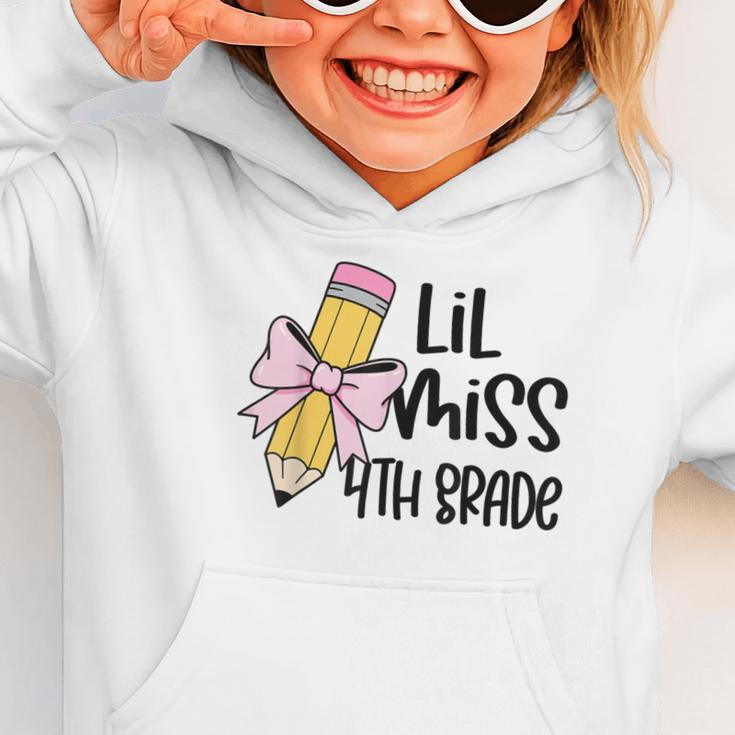 Lil Miss 4th Grade Coquette Bow Pencil Back To School Girls Graphic Toddler Hoodie