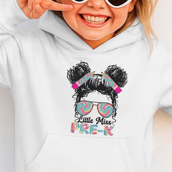 Little Miss Pre-K Girls Back To School Messy Bun Performance Graphic Toddler Hoodie Little Miss Pre-K Girls Back To School Messy Bun Performance Graphic Toddler Hoodie