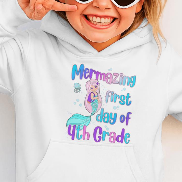 Mermazing First Day Of Fourth Grade Back To School Mermaid Premium Tri-Blend Graphic Toddler Hoodie
