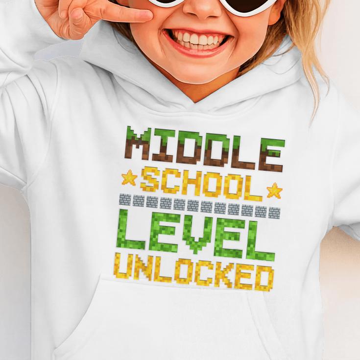 Middle School Level Unlocked Gamer Back To School Graphic Toddler Hoodie Middle School Level Unlocked Gamer Back To School Graphic Toddler Hoodie