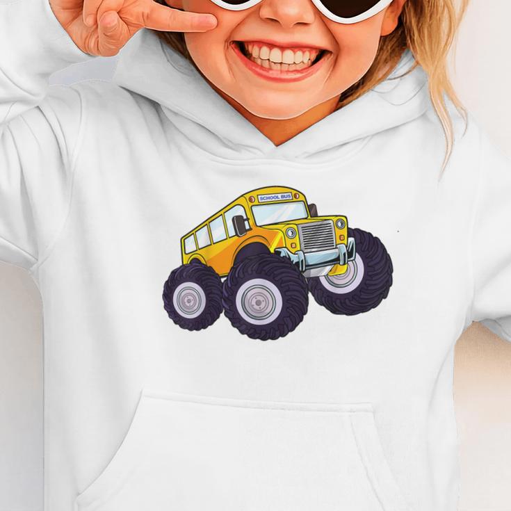 Monster Truck School Bus Yellow Back To School Kids Toddler Graphic Toddler Hoodie