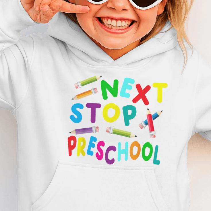 Next Stop Preschool Preschool Back To School 2024 Graphic Toddler Hoodie Next Stop Preschool Preschool Back To School 2024 Graphic Toddler Hoodie