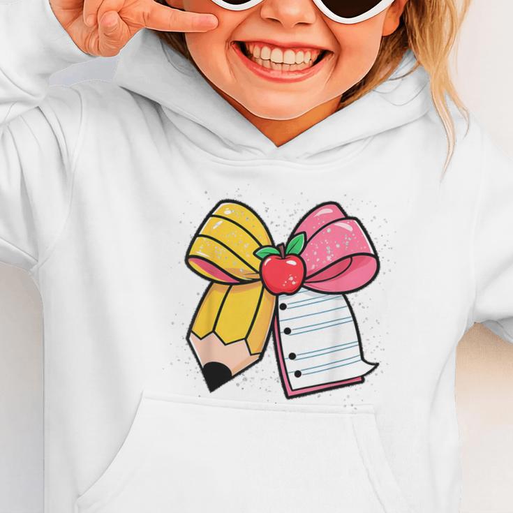 Pencil Coquette Bow Happy First Day Of School Back To School Graphic Toddler Hoodie Pencil Coquette Bow Happy First Day Of School Back To School Graphic Toddler Hoodie