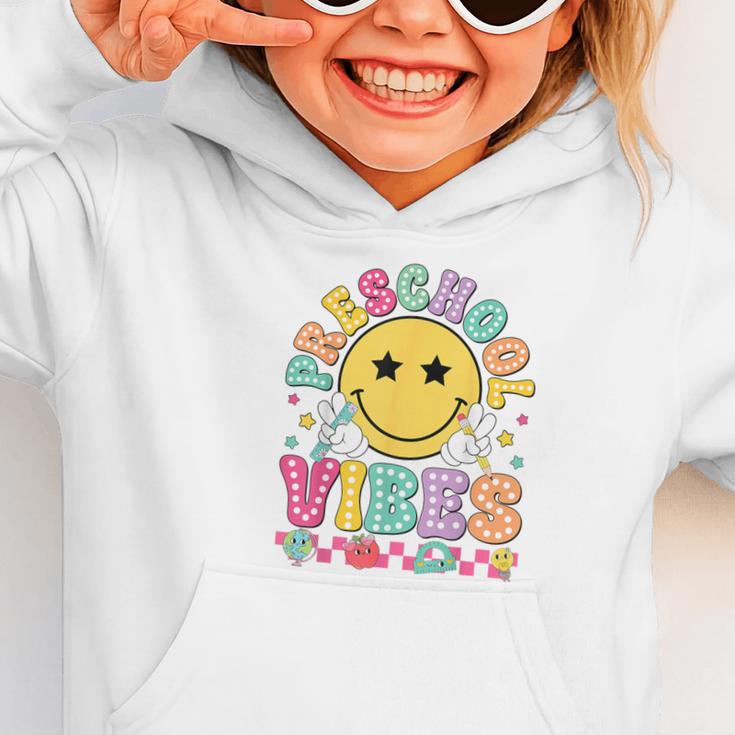 Preschool Vibes Smile Face Back To School Kinder Girls Kids Graphic Toddler Hoodie Preschool Vibes Smile Face Back To School Kinder Girls Kids Graphic Toddler Hoodie