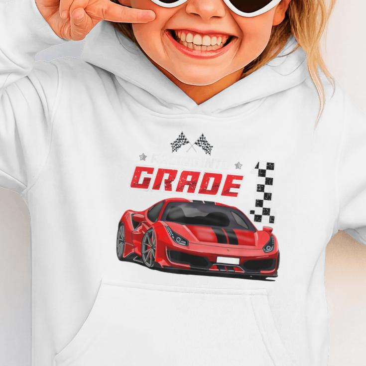Racing Into 1st Grade Race Car Back To School Boys Graphic Toddler Hoodie Racing Into 1st Grade Race Car Back To School Boys Graphic Toddler Hoodie