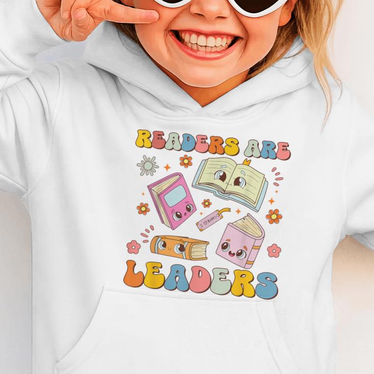 Readers Are Leaders Book Lover Back To School Groovy Girls Graphic Toddler Hoodie