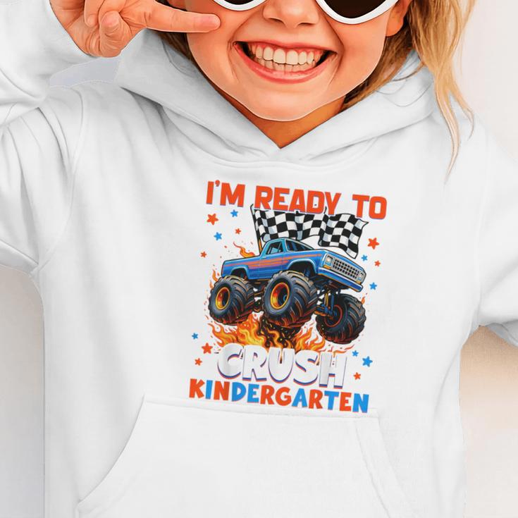 Ready To Crush Kindergarten Monster Truck Back To School Boy Graphic Toddler Hoodie