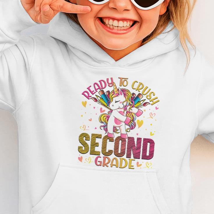 Ready To Crush Second 2nd Grade Back To School Unicorn Kids Performance Graphic Toddler Hoodie