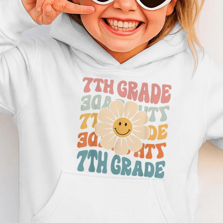 Retro 7th Grade Daisy Colorful Back To School Seventh Grade Graphic Toddler Hoodie