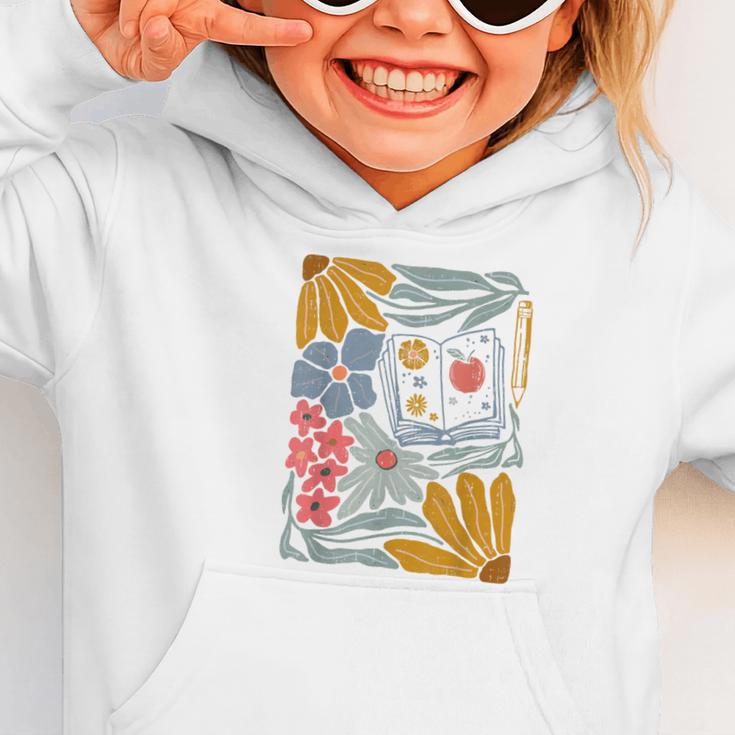 Retro Boho Flower Floral Back To School First Day Of School Graphic Toddler Hoodie