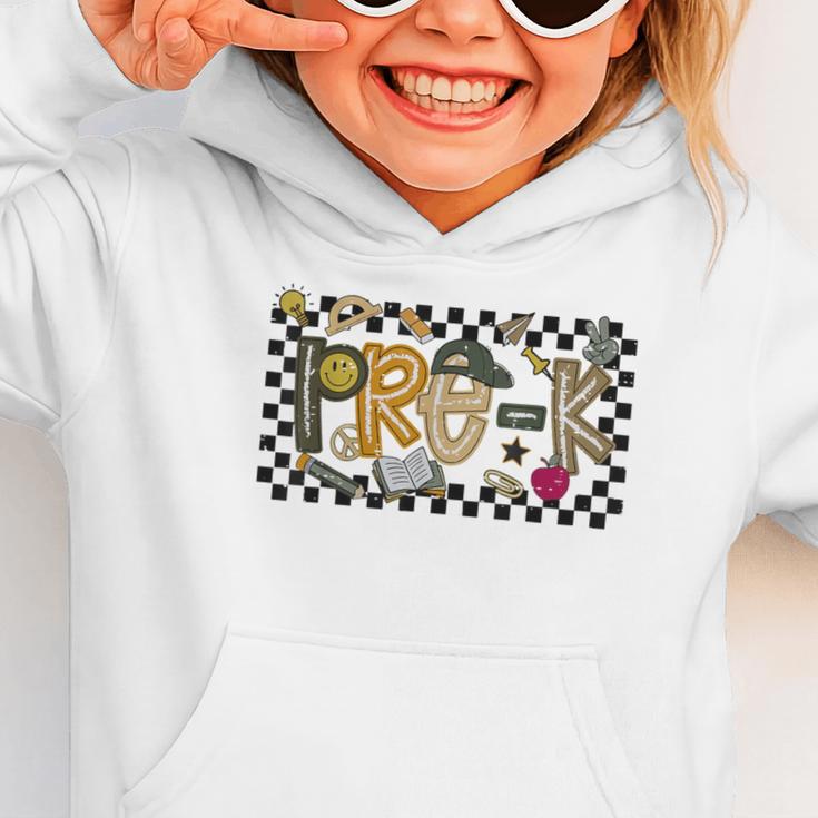 Retro Checkered Back To School Pre K Dude Cute Kid Preschool Graphic Toddler Hoodie