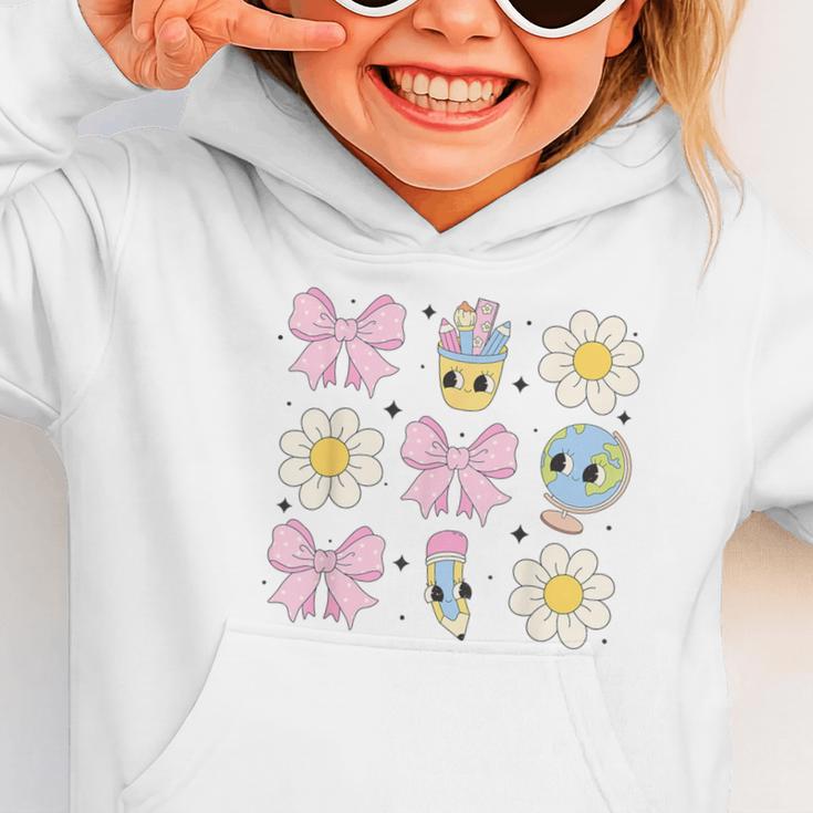 Retro Groovy Back To School Coquette First Day Of School Graphic Toddler Hoodie
