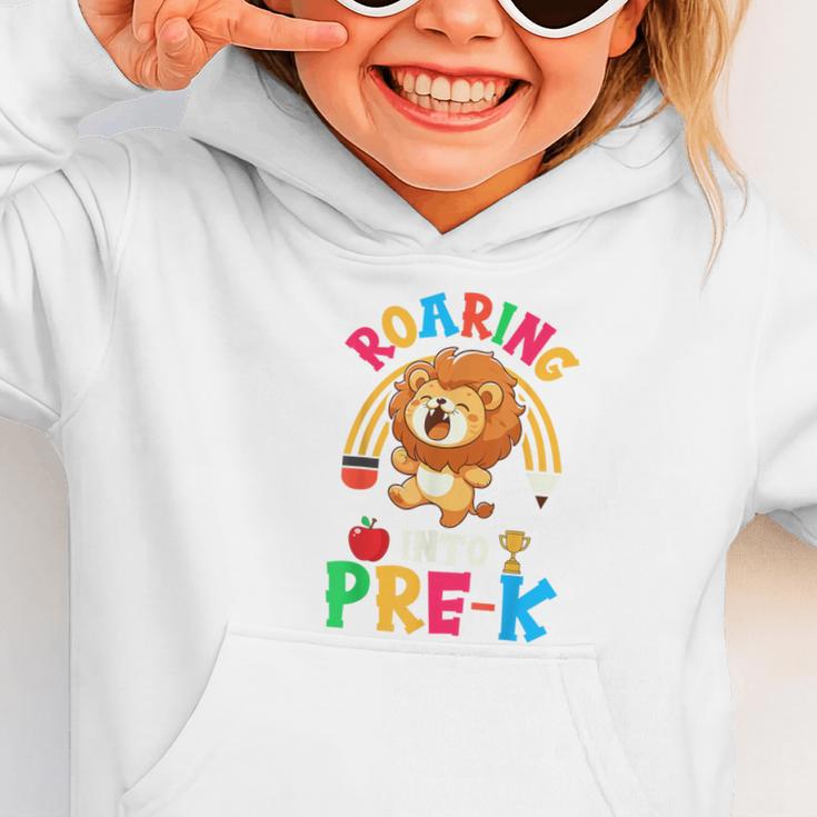 Roaring Into Pre-Kindergarten Lion Pre K Back To School Graphic Toddler Hoodie Roaring Into Pre-Kindergarten Lion Pre K Back To School Graphic Toddler Hoodie