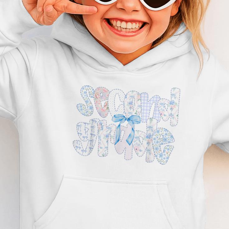 Second Grade Student Back To School Pastel Floral Bow Graphic Toddler Hoodie Second Grade Student Back To School Pastel Floral Bow Graphic Toddler Hoodie