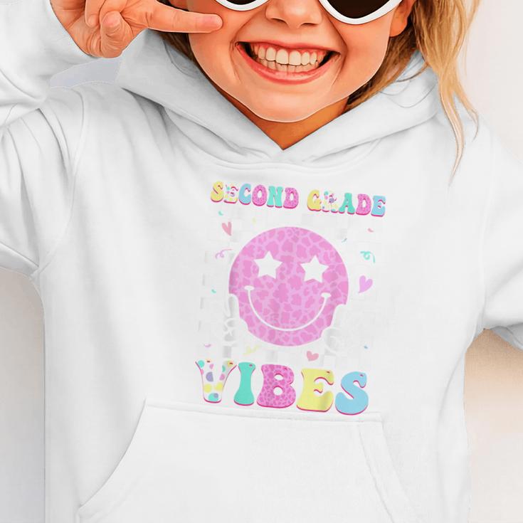 Second Grade Vibes Groovy Back To School 2nd Grade Girls Kid Graphic Toddler Hoodie