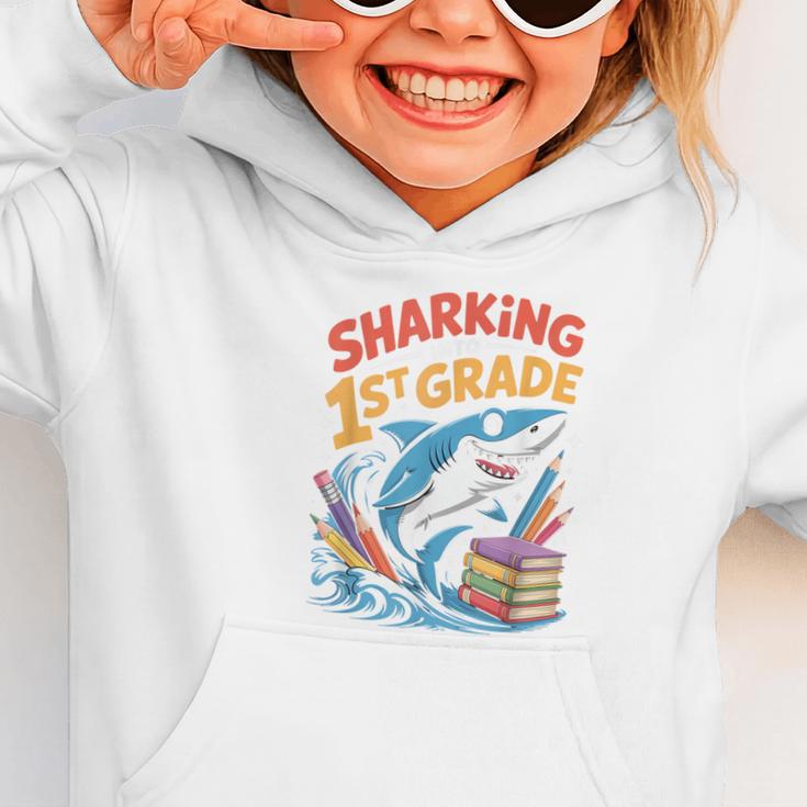 Sharking Into 1st Grade Back To School Shark Graphic Toddler Hoodie