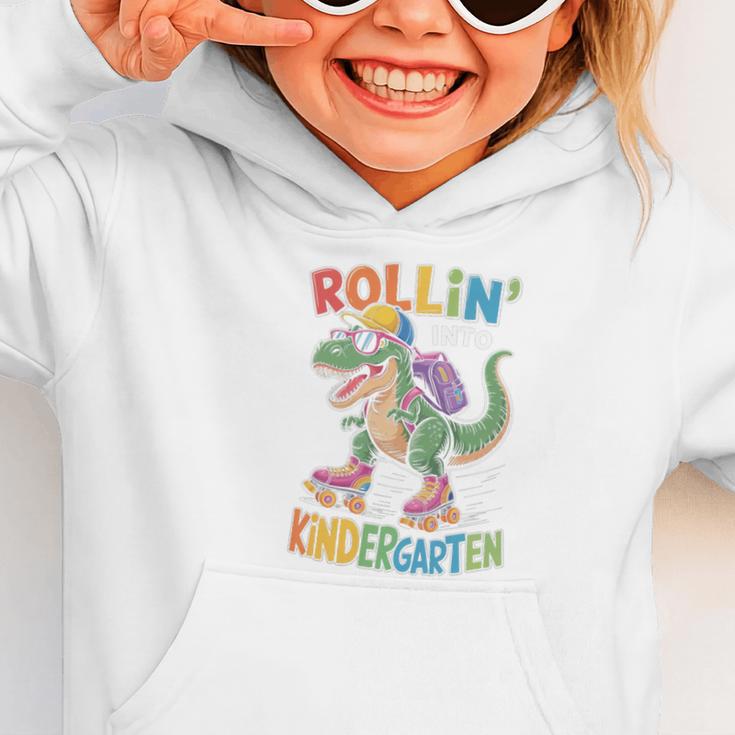 T Rex Rollin Into Kindergarten Back To School First Day Boys Graphic Toddler Hoodie