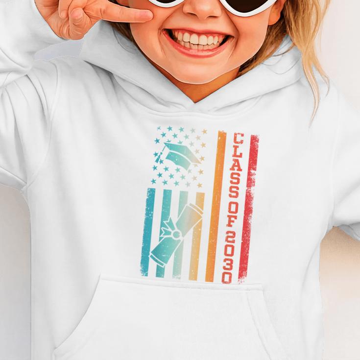 Vintage Class Of 2030 Graduation Back To School USA Flag Graphic Toddler Hoodie Vintage Class Of 2030 Graduation Back To School USA Flag Graphic Toddler Hoodie